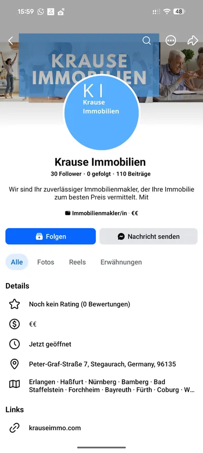 Facebook-Profil von Krause Immobilien