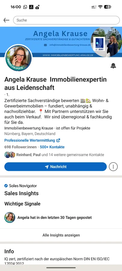 LinkedIn-Profil von Angela Krause
